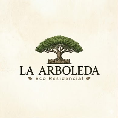 La Arboleda Eco Residencial logo: a broad tree growing over a stone base